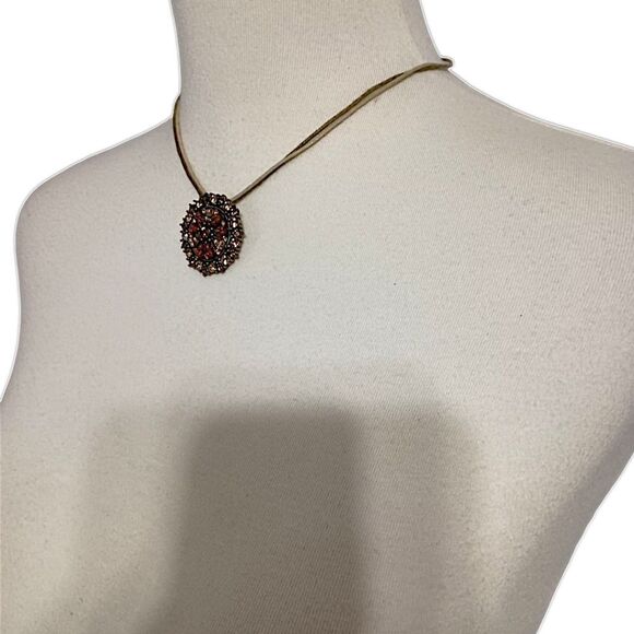 Y2K Rhinestone Disc Necklace Bohemian Cord Whimsigoth Fairy Coquette Lia Sophia - Picture 8 of 16